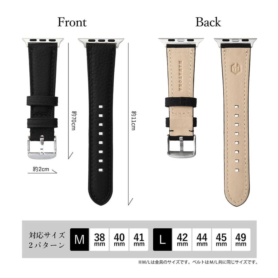【色:ラック×ブラック_サイズ:L】[HANATORA] アップルウォッチ用バン アップルウォッチ バンド 本革 レザー 革 レディース メンズ 各サイズ