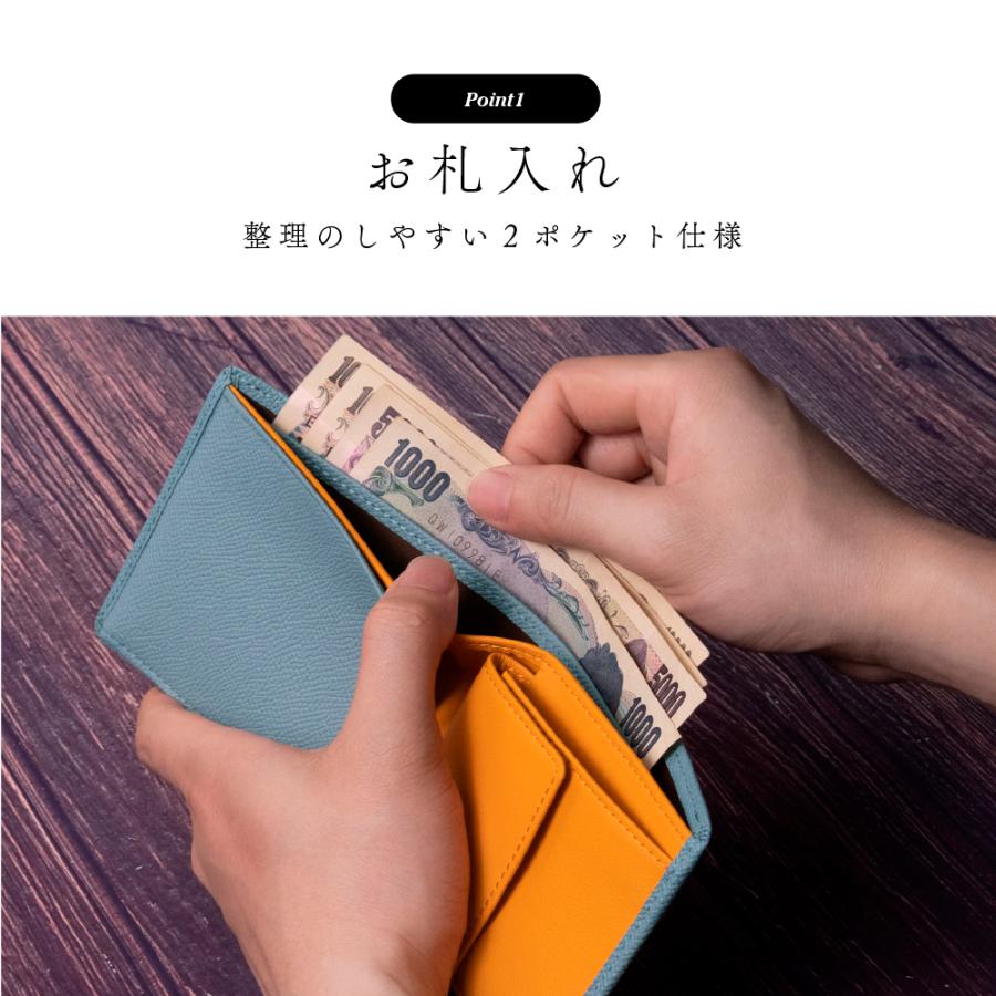 財布 レディース メンズ 二つ折り 本革 革 薄い 軽い ブランド ミニ