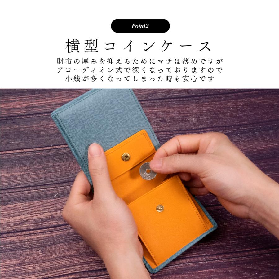 財布 レディース メンズ 二つ折り 本革 革 薄い 軽い ブランド ミニ