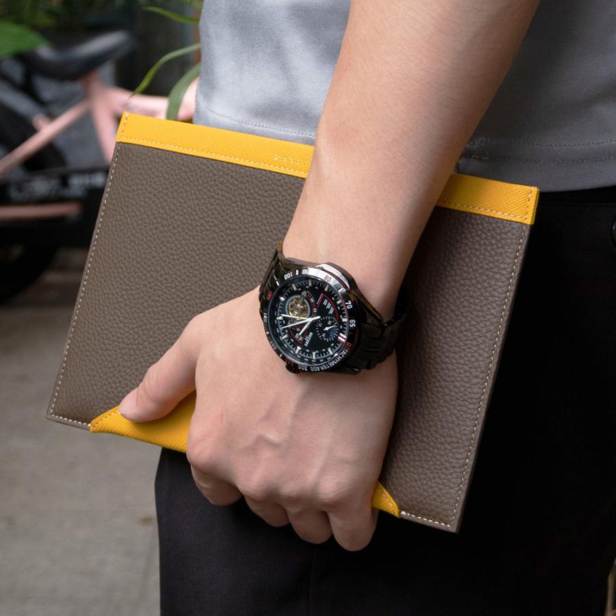 タブレットケース 本革 スリーブケース Lサイズ バイカラー レザー