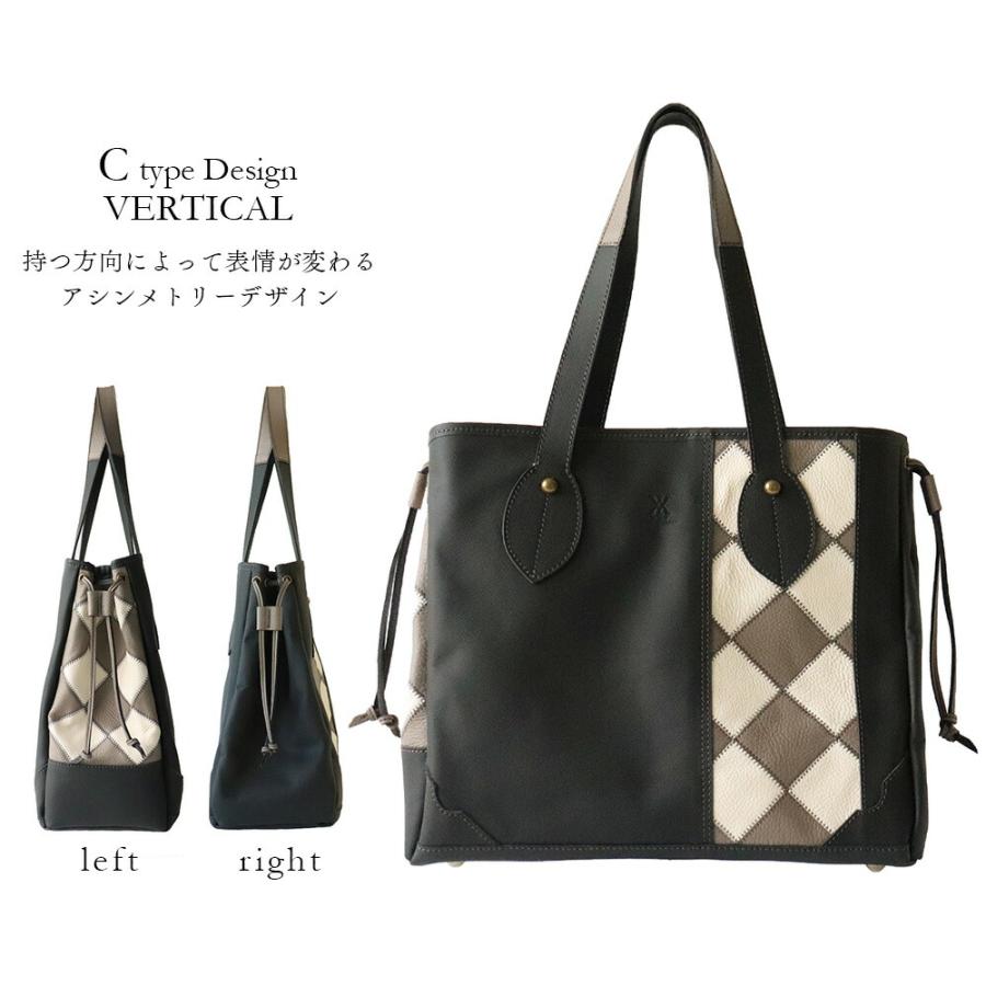 本革 バッグ レディース メンズ 日本製 トートバッグ アーガイルチェック ハンドメイド 肩掛け 可愛い おしゃれ 大容量 レザー 本皮 鞄 かばん カバン jpny WMYの画像