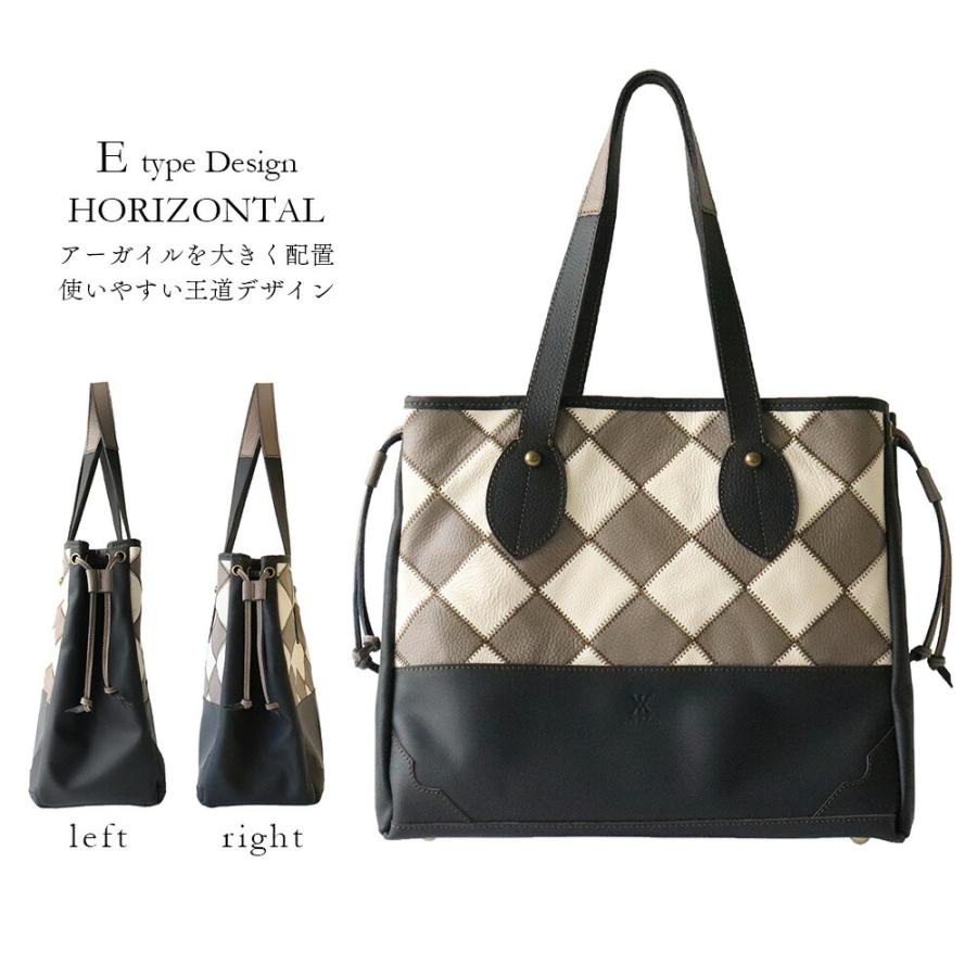 本革 バッグ レディース メンズ 日本製 トートバッグ アーガイルチェック ハンドメイド 肩掛け 可愛い おしゃれ 大容量 レザー 本皮 鞄 かばん カバン jpny WMYの画像