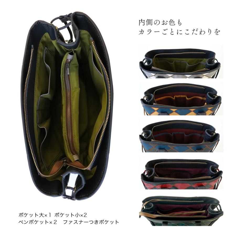 本革 バッグ レディース メンズ 日本製 トートバッグ アーガイルチェック ハンドメイド 肩掛け 可愛い おしゃれ 大容量 レザー 本皮 鞄 かばん カバン jpny WMYの画像