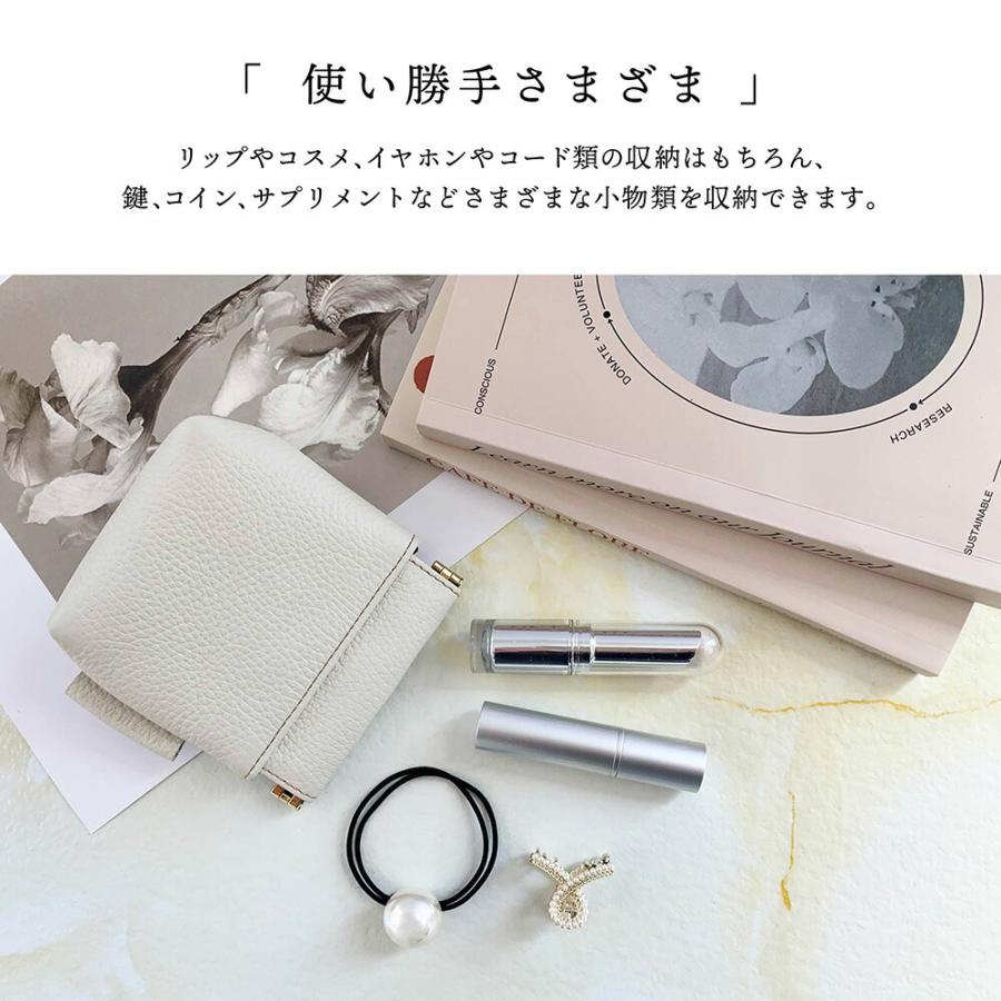 日本製 バネ式 ミニポーチ 本革 小物入れ ポーチ コスメ 化粧