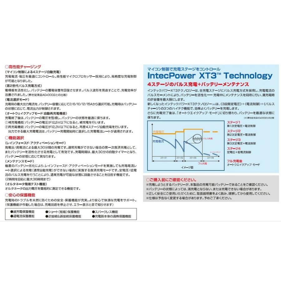 ACDelco(ACデルコ) パルス&マイコン制御バッテリー充電器 全自動バッテリーチャージャー 12V専用 品番：AD-2002｜hanatora｜06