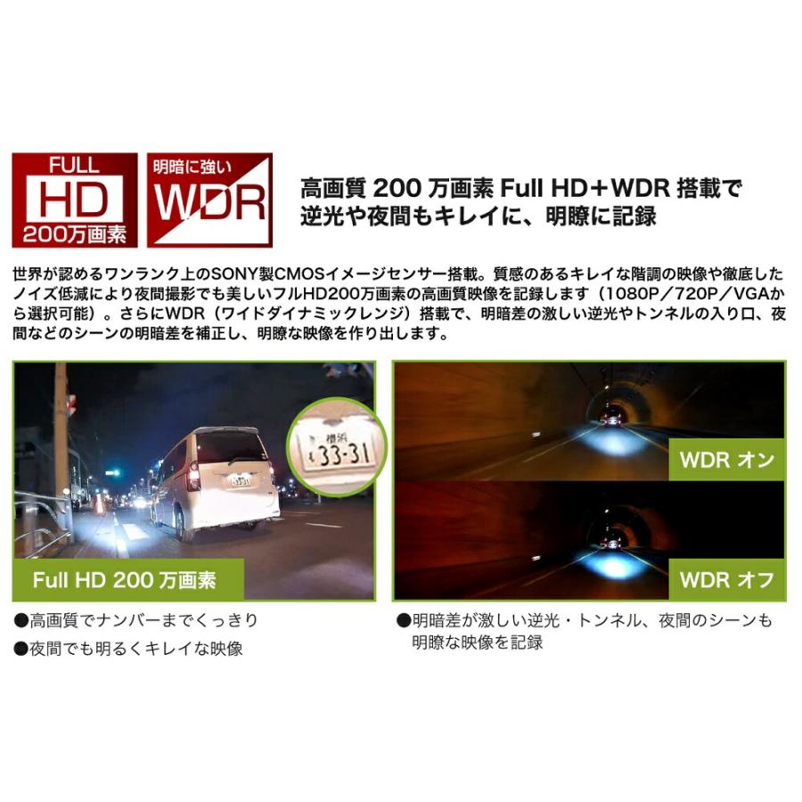 MITSUBA バイク専用ドライブレコーダー 32GB (前後2カメラモデル／microSD：32GB) 品番：EDR-21Aの画像