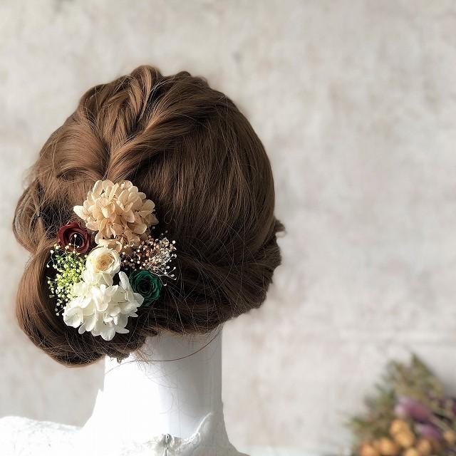 髪飾りセット ローズ３輪 髪飾り 18 完成品 ウェディング 卒業式 入学式 着物 披露宴 プリザーブドフラワー ドライフラワー 前撮り 成人式 Kmz 18 グリーンショップ花うらら 通販 Yahoo ショッピング