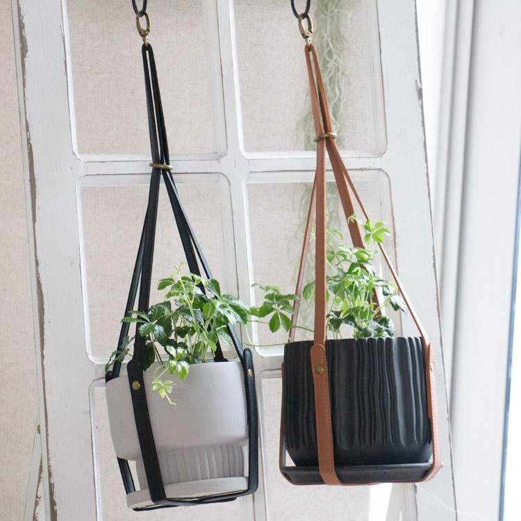 植物用吊り下げホルダー(鉢等は別売り)『ML-001S』フェイクレザー
