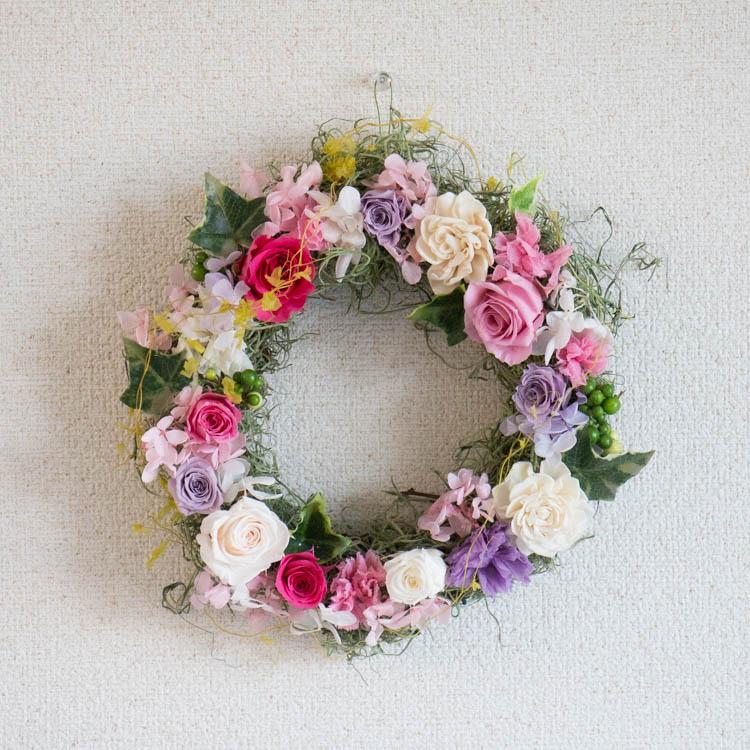 フラワー・リース rie 即日発送OK／プレゼント 玄関 リース ドライ