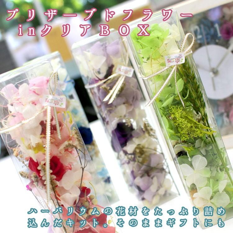 プリザーブドフラワーinクリアBOX (5色から選択可）1ケースにハー