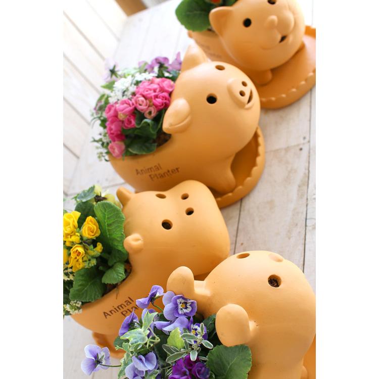 訳あり 「アニマル テラコッタ ブタ 4号サイズ 受け皿なし