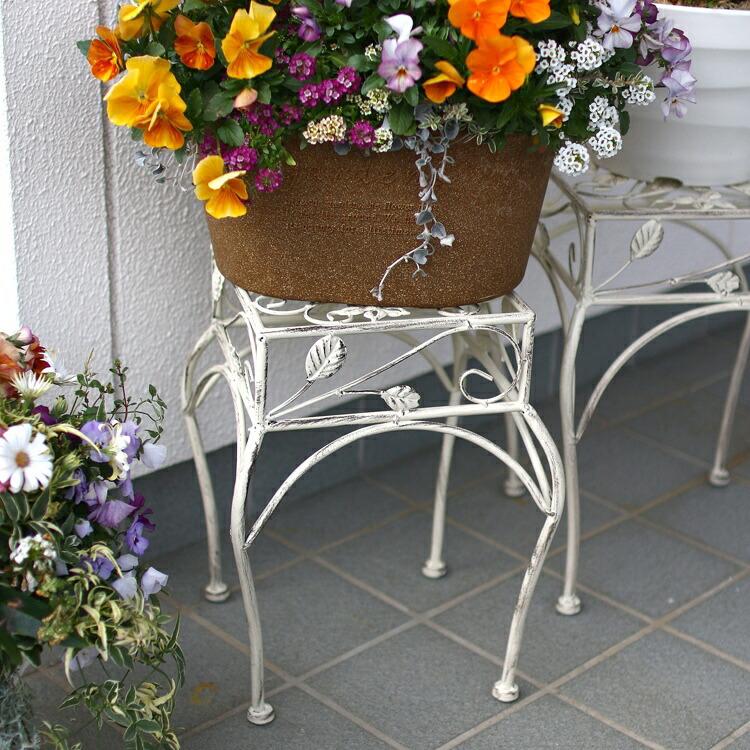 フラワースタンド 屋外 プランタースタンド 花台 角 M『AFS02-K20』 高さ34cm アイアン 屋外 室内 寄せ植え 玄関 バスケット プランター 花台ラック スタンド |  | 03