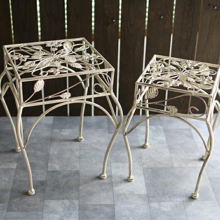 フラワースタンド 屋外 プランタースタンド 花台 角 M『AFS02-K20』 高さ34cm アイアン 屋外 室内 寄せ植え 玄関 バスケット プランター 花台ラック スタンド |  | 07