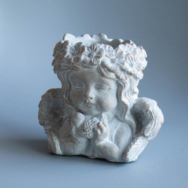 元気出品 鉢『アンゲルスA-s er69』前向き天使S(デルキ 植木鉢 プランター