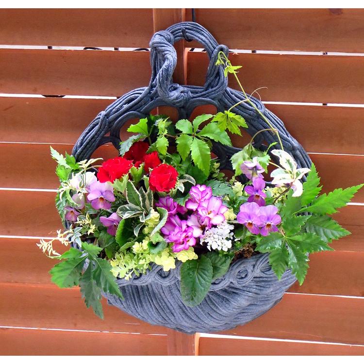 flower 現品限り 綱木紋のギャザリング寄せ植え・「サークルポット