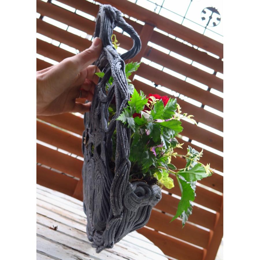 Aha ［B］綱木紋スタンド付花器 中 新 綱木紋（つなきもん）鉢【かえで】(ギャザリング 寄せ植え 寄植え
