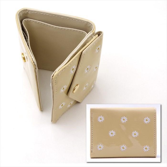Flowering（フラワーリング） マーガレット刺繍 三つ折り 財布 札入れ
