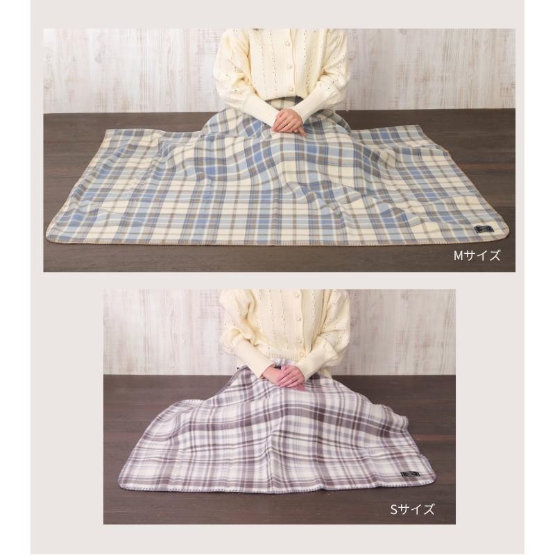 薄手 フリースブランケット 北欧風 ひざ掛け チェック柄 ステッチ入