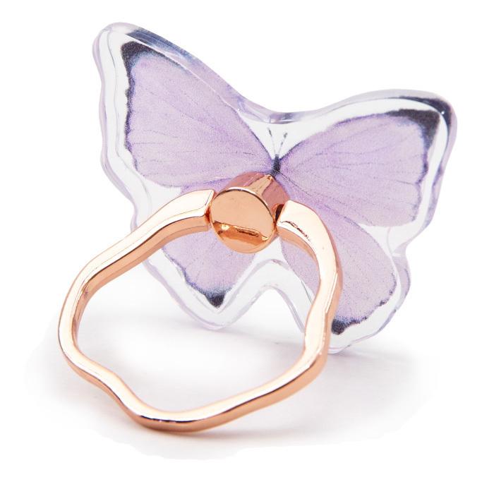 FLOWERING スマホリング ピンクゴールド 押し花 蝶々 SAR0085 SAR0086