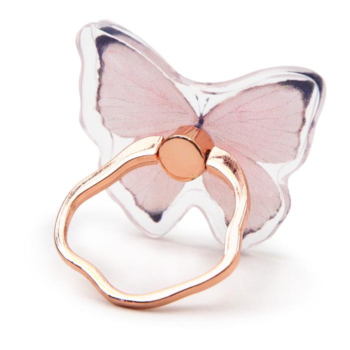 FLOWERING スマホリング ピンクゴールド 押し花 蝶々 SAR0085 SAR0086