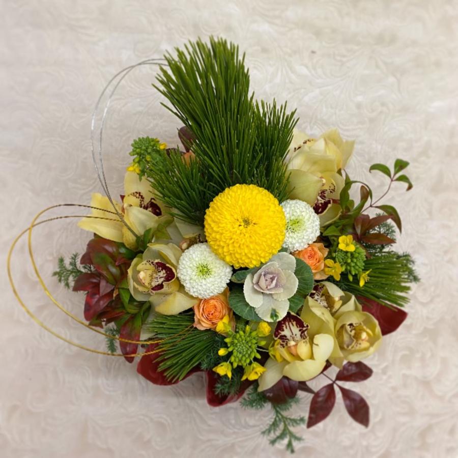 迎春アレンジ 正月飾り お正月の花 お年賀 迎春 花 ギフト しめ縄 送料