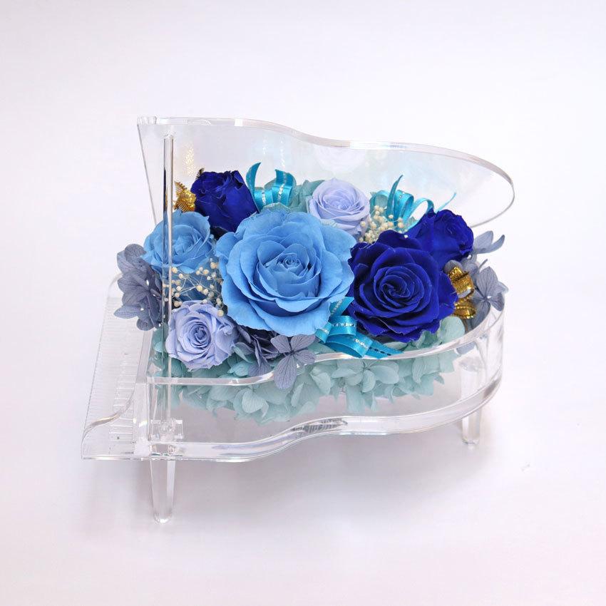 プリザーブドフラワー 水色のバラ バラの置物 花ギフト ガラスケース付き プリザーブドフラワー ギフト 誕生日 プレゼント ご結婚祝い 演奏会
