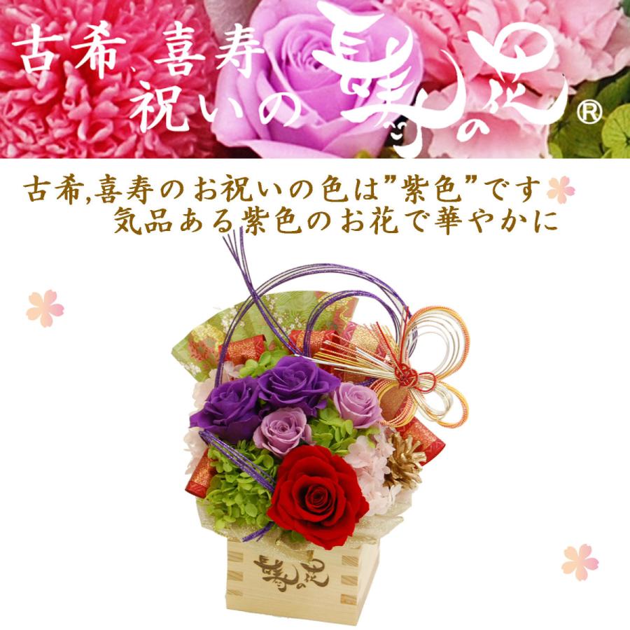 古希 70歳 喜寿 77歳 祝い プリザーブドフラワー ギフト 贈り物 お花 誕生日 プレゼント 贈り物 ケース入り 枡フラワー 藤恵 とうけい y 花や祇 通販 Yahoo ショッピング
