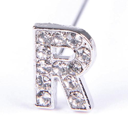 R アルファベット ピック 1本 イニシャル ローマ字 キラキラ 英語