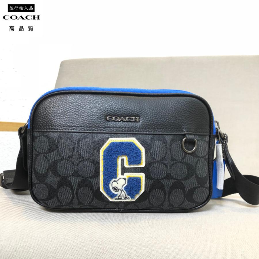 後払い手数料無料 コラボ ヴァーシティー スヌーピー Coach ヴァーシティー パッチ ピーナッツ コーチ スヌーピー シグネチャー ショルダー バッグ ピーナッツ アディ ワッペン クロスボディ C4027 大阪売れ筋