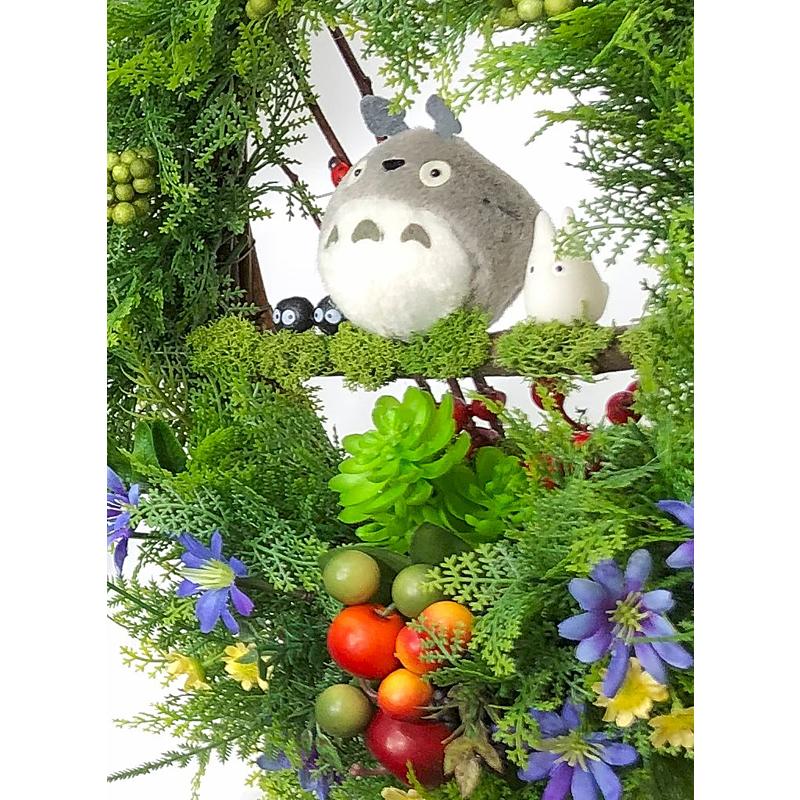 親子仲良しリース 止まり木」ジブリ トトロ 花 アレンジ プレゼント