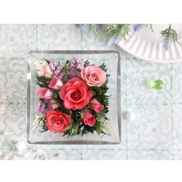 送料無料 グラスウェアフラワー ローズグラスフレーム 選べる3種類