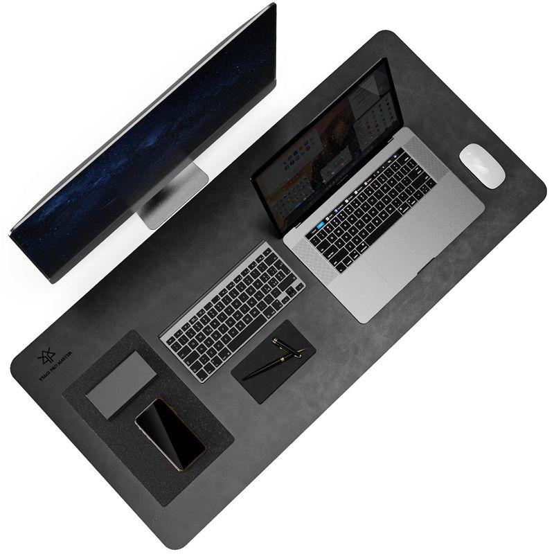 YSAGiオフィスデスクマット デスクカバー 埃 水防止 PUレザーデスクパッド (黒, 90*43cm) 20230328130331