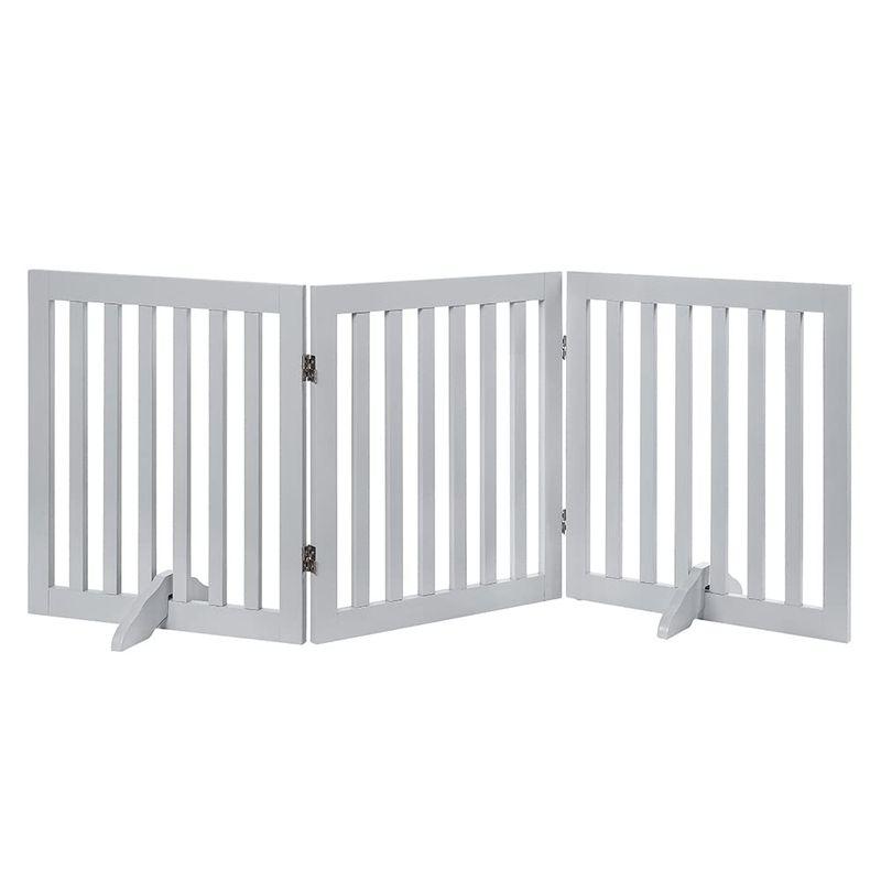 unipaws 木製犬用ゲート、折り式バリア、ペット用家具フェンス