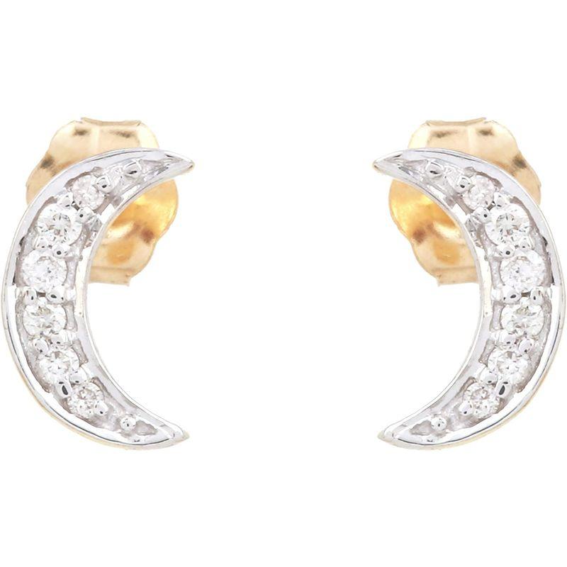 Shweta Creations イエローゴールド ダイヤモンド スタッド ムーンクレスト スタッドピアス | 0.09カラット 天然ブリリ Creations イエローゴールド ダイヤモンド スタッド ムーンクレスト スタッドピアス 09カラット 天然ブリリ