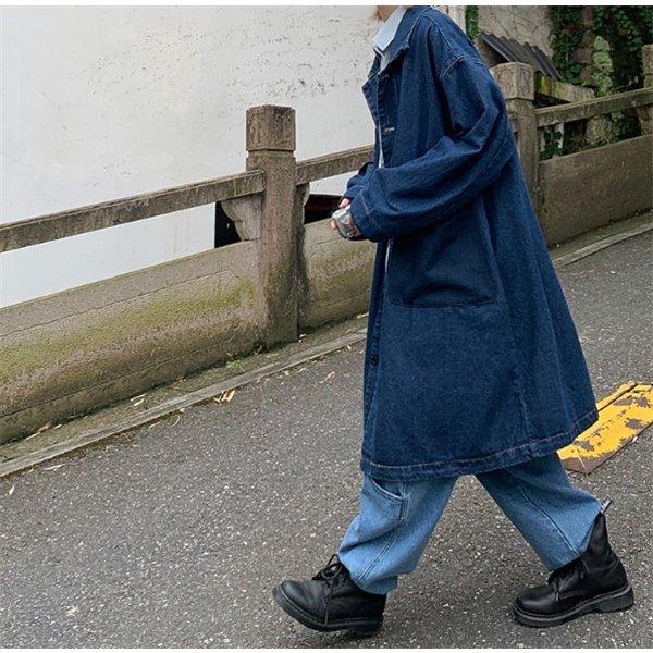 人気の贈り物が メンズ Gジャン ロング丈 ジャケット デニムコート トレンチコート アウター ストリート B系 デニム 大きいサイズ ヴィンテージ ジージャン Gジャン デニム サイズ Xl qhema Com