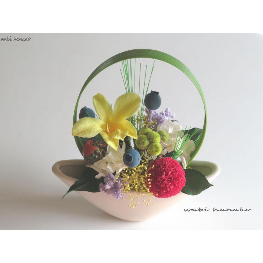 プリザーブドフラワー 和モダン フラワーアレンジメント デンファレ ケース入り エリア別送料無料 0923 花雑貨 Hanako 通販 Yahoo ショッピング