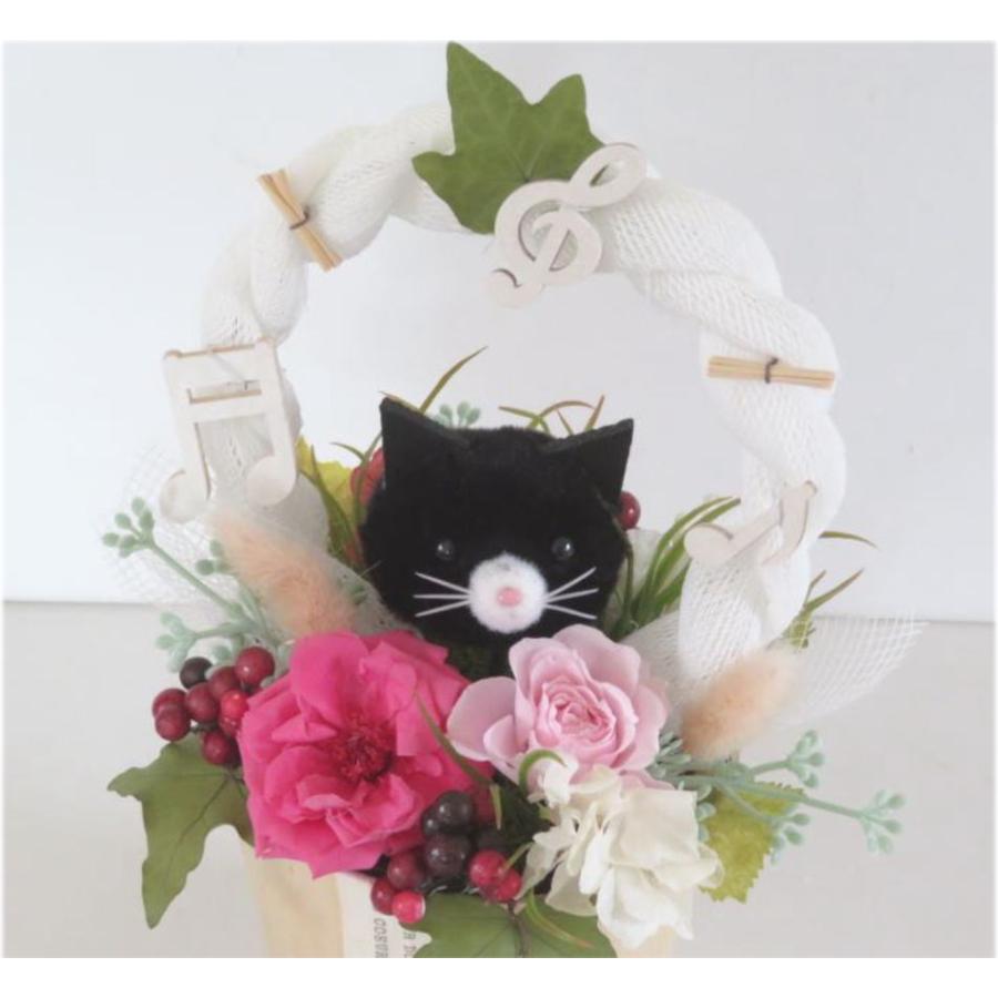 誕生日 プリザーブドフラワー ネコ ぬいぐるみ 猫好きさん 父の日