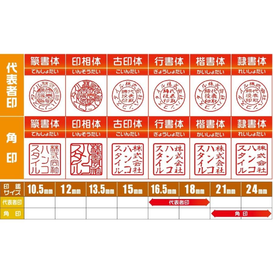 即日発送可】法人印鑑2本セット 代表印18mm（天丸）角印21mm 電子