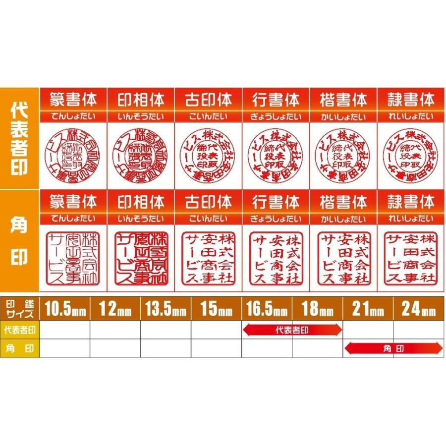 即日発送可】代表印18mm（寸胴）角印21mm はんこ 柘 法人印鑑2本