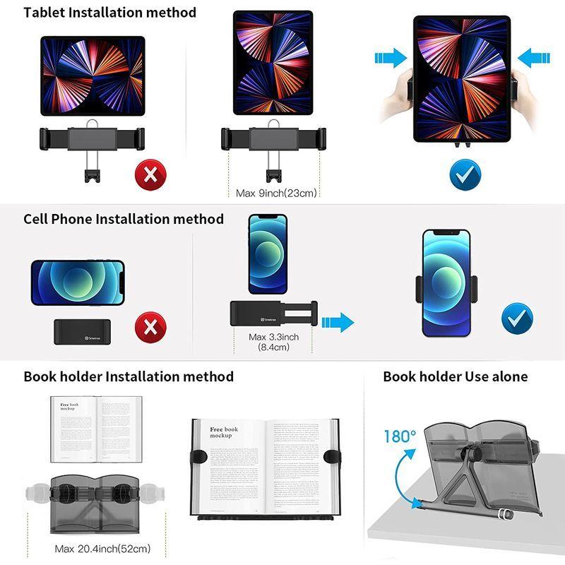 Smatree金属製4.7-12.9インチタブレット&スマホ＆読書用アームスタンド 読書用の本棚付き タブレット・書類・スマホ・switch タブレット スマホ 9インチタブレット&スマホ＆読書用アームスタンド 読書用の本棚付き 書類 switch