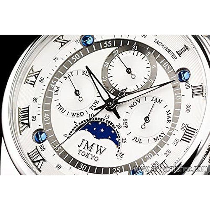 JMW TOKYO腕時計 メンズ 上級ムーンフェイズ 日本製ムーブメント 本革ベルト ローマ数字インデックス 100m防水 タキメーター ( TOKYO腕時計 メンズ 上級ムーンフェイズ 日本製ムーブメント 本革ベルト ローマ数字インデックス 100m防水 タキメーター ムーンフェイズ