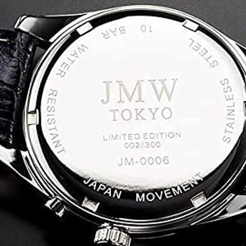 JMW TOKYOメンズ 腕時計 上級 ムーンフェイズ 日本製ムーブメント 100m防水 本革ベルト ローマンインデックス ブルー&シルバー ムーンフェイズ TOKYOメンズ 腕時計 上級 日本製ムーブメント 100m防水 本革ベルト ローマンインデックス ブルー&シルバー