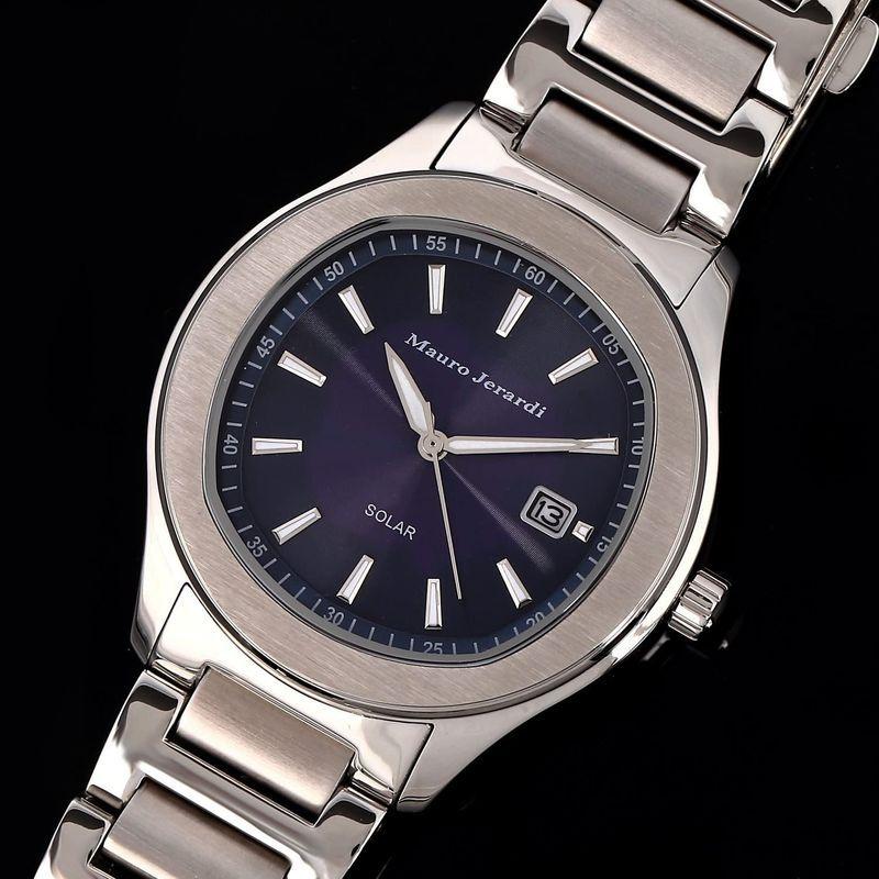 マウロジェラルディ 腕時計 ソーラー 3針 デイト MJ053-2 メンズ シルバー メンズ 腕時計 ソーラー 3針 デイト MJ053 シルバー