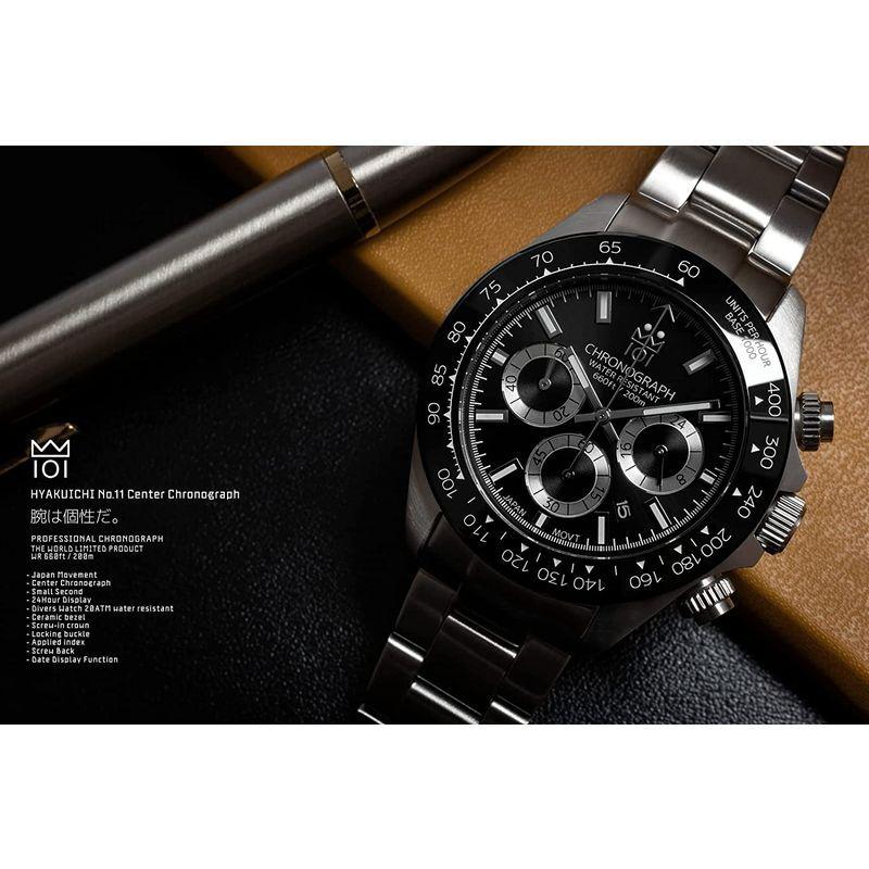 HYAKUICHI 101ヒャクイチ ダイバーズ クロノグラフ ウォッチ メンズ腕時計 20気圧防水 デイト クォーツ セラミックベゼル S セラミックベゼル 101ヒャクイチ ダイバーズ クロノグラフ ウォッチ メンズ腕時計 20気圧防水 デイト クォーツ