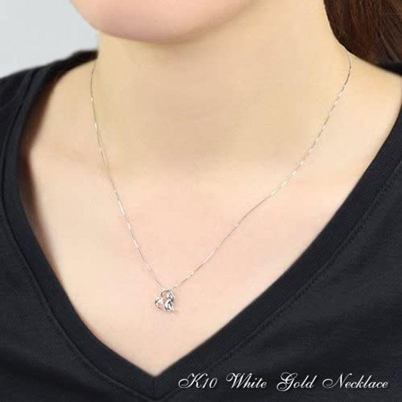 【訳あり品】 四葉のクローバー ダイヤモンドネックレス 40cm 10金 猫 ネックレス ハート 10k K10 ホワイトゴールド 4月 誕生石 ネコ ね 【2816742250】(14225円)