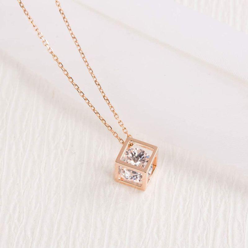 FANCIME ネックレス レディース K18ピンクゴールド ジルコニア キューブ ペンダント 立方体 ギフトラッピング済 誕生日 記念日 約 ネックレス レディース K18ピンクゴールド ジルコニア キューブ ペンダント 立方体 ギフトラッピング済 誕生日 記念日