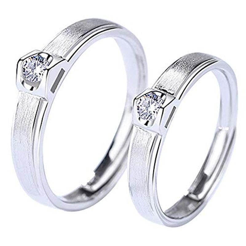 DAZZARRY ペアリング シルバー 1粒 結婚指輪 婚約指輪 カップル リング?２個セット フリーサイズ RG142