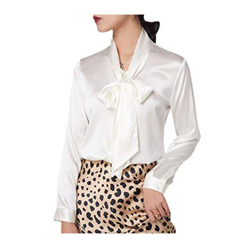 MAYUDAMAシルク)重厚シルク ブラウス ボウタイ 大きなリボン ブラウス