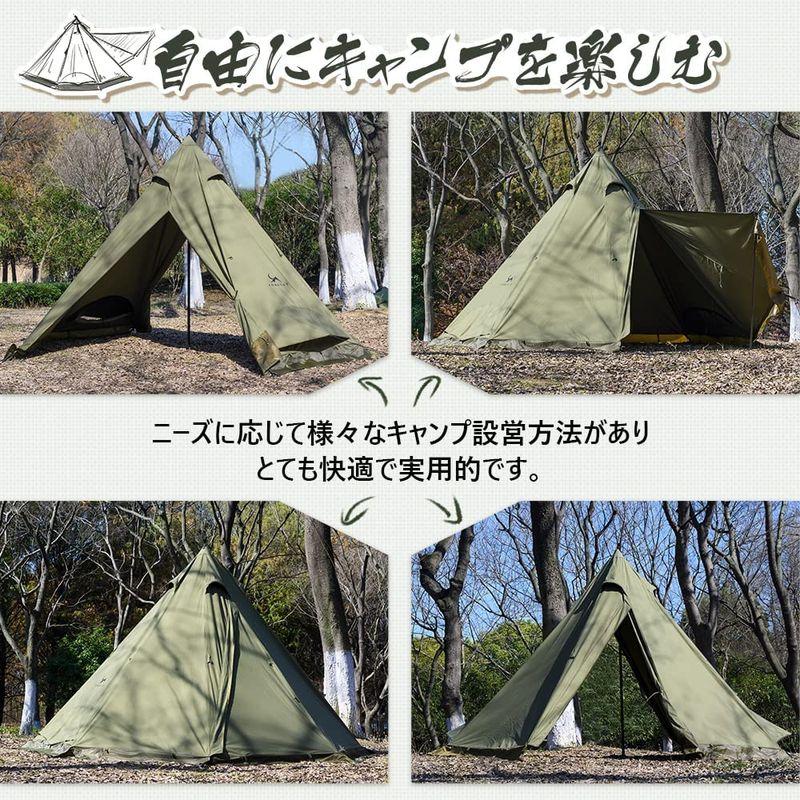 TOMOUNT ワンポールテント ソロ tcテント 2.1m ポリコットンテント 多機能 1-2人 簡単設営 撥水 通気 遮光 薪ストーブ使 ワンポールテント ソロ tcテント 1m ポリコットンテント 多機能 2人 簡単設営 撥水 通気 遮光 薪ストーブ使