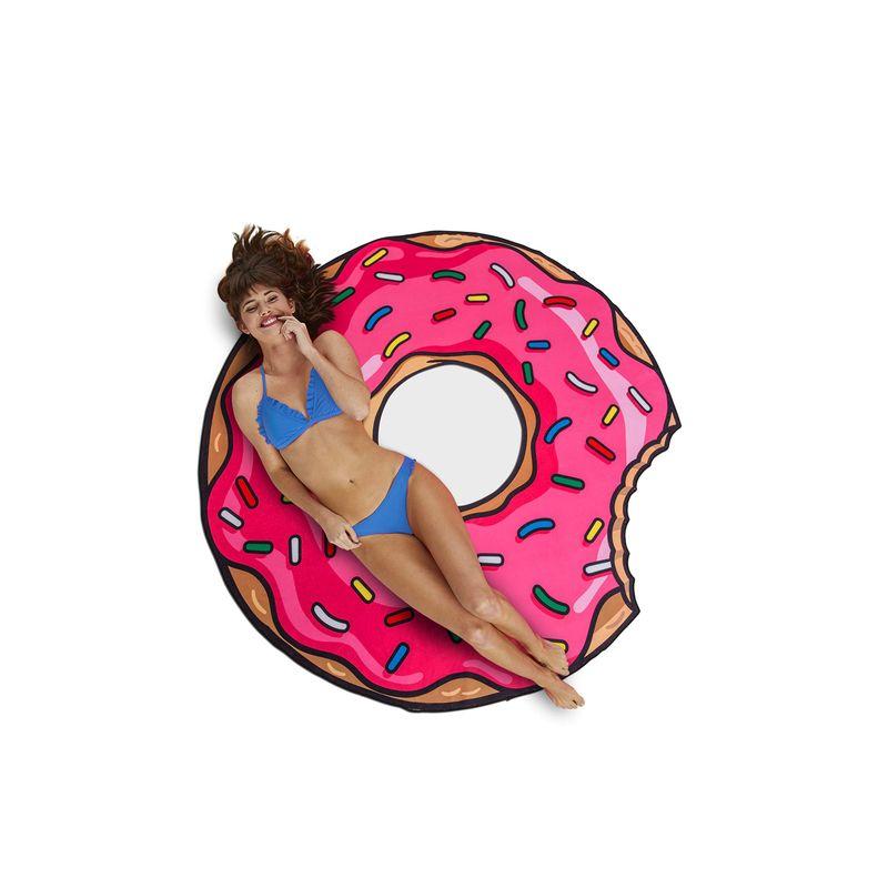 大判 丸型 かわいい ビーチ タオル BEACH ブランケット バスタオル 直径 150cm (ストロベリードーナツ) BMTBMBT−D